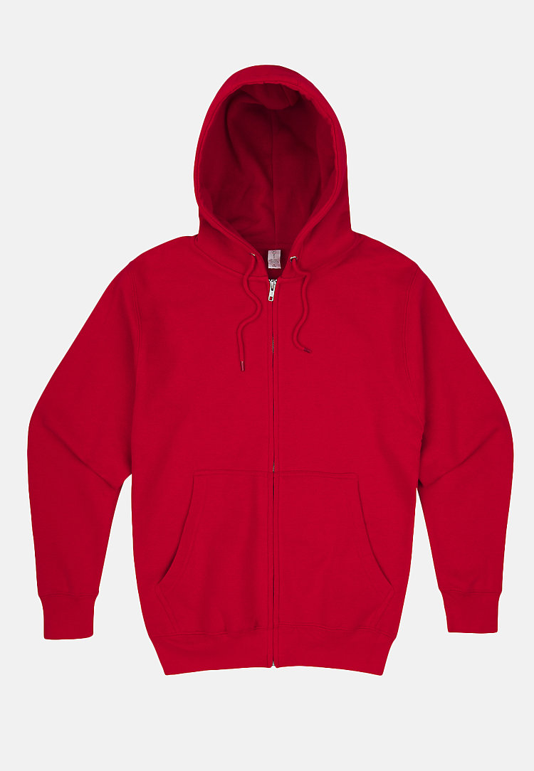 red zip hoodie