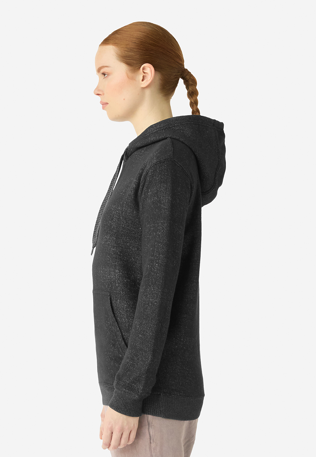 CLANE クラネ LOOSE HOODIE Retro Cropped Zip-Up Hoodie (Cement/Black) [Boxy + Oversized