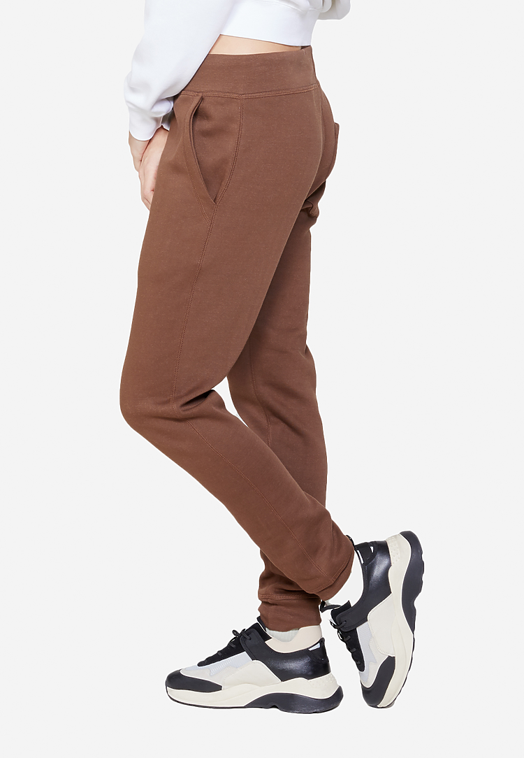 Cuffed Leg Plain Joggers - Wine - Just $7