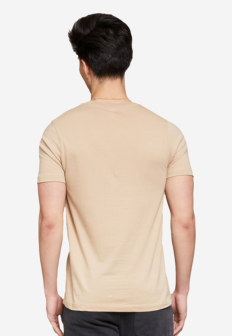 Knit Beige Drop Shoulder T-Shirt Men - Trendy Beige Tee