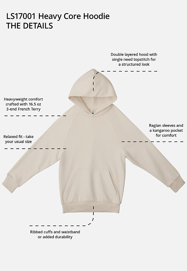 HEAVY CORE HOODIE BLACK details